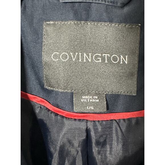 Covington Women's Button Front Rain Trench Coat Tortoise Shell Style Buttons LG - Picture 5 of 9